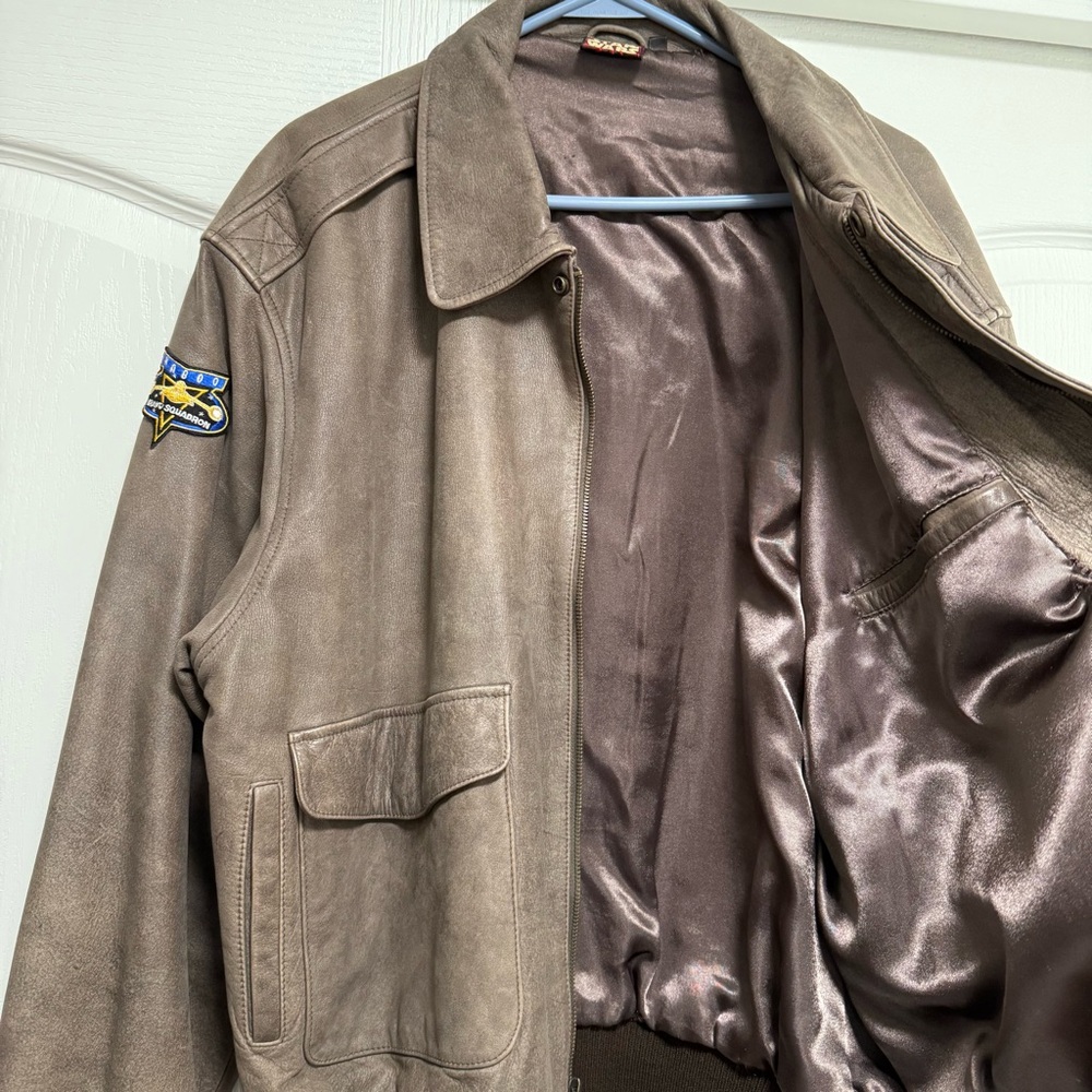 Star Wars Episode 1 Naboo Bravo Squadron Men's Leather Bomber Jacket XL - Picture 6 of 8